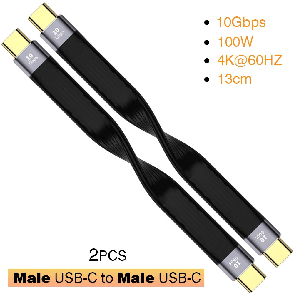 USB 3.1 10Gbps Short Cable – 13cm USB to Type-C Adapter, OTG, PD 100W, USB4 20Gbps for SSD & Power Bank