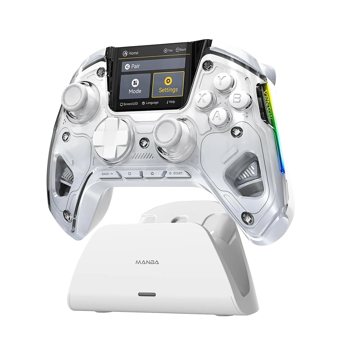 Wireless Gaming Controller with Hall Effect Sticks – RGB Light, 1800mAh, Charging Dock for Switch, PC, iOS, Android
