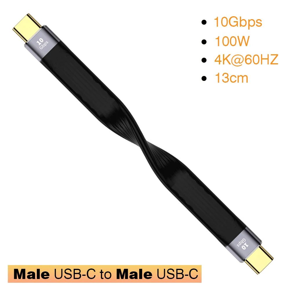 USB 3.1 10Gbps Short Cable – 13cm USB to Type-C Adapter, OTG, PD 100W, USB4 20Gbps for SSD & Power Bank
