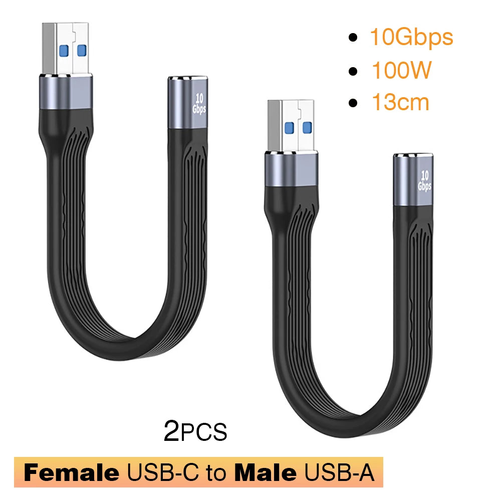 USB 3.1 10Gbps Short Cable – 13cm USB to Type-C Adapter, OTG, PD 100W, USB4 20Gbps for SSD & Power Bank