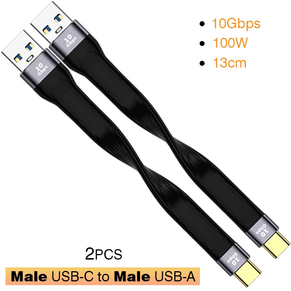 USB 3.1 10Gbps Short Cable – 13cm USB to Type-C Adapter, OTG, PD 100W, USB4 20Gbps for SSD & Power Bank