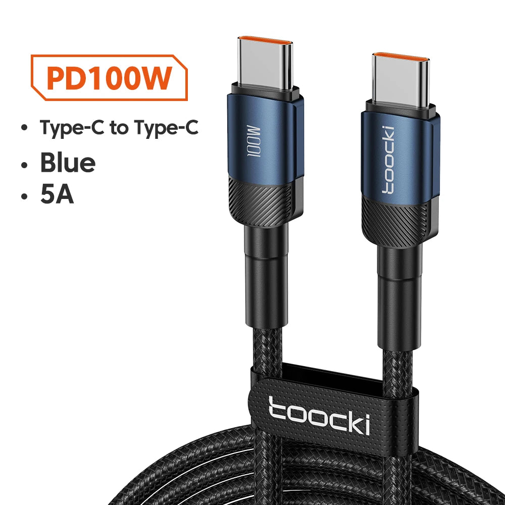 100W Type-C to Type-C Cable – PD 3.0 Fast Charging for Huawei, Xiaomi, Samsung, and Laptops