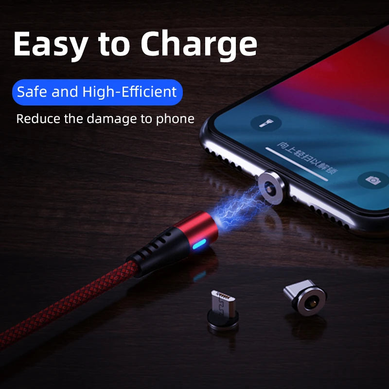 Magnetic LED USB Charging Cable – USB-C, Micro USB & Lightning, Fast Charge for iPhone, Xiaomi & More