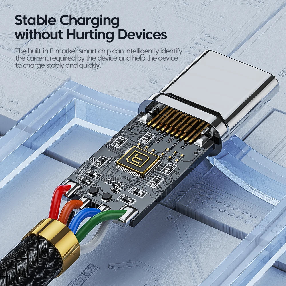 100W Type-C to Type-C Cable – PD 3.0 Fast Charging for Huawei, Xiaomi, Samsung, and Laptops