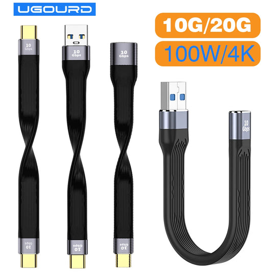 USB 3.1 10Gbps Short Cable – 13cm USB to Type-C Adapter, OTG, PD 100W, USB4 20Gbps for SSD & Power Bank