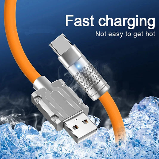 120W 6A Super Fast Charge USB-C Cable – Liquid Silicone for iPhone 14/15, Huawei, Samsung, Xiaomi