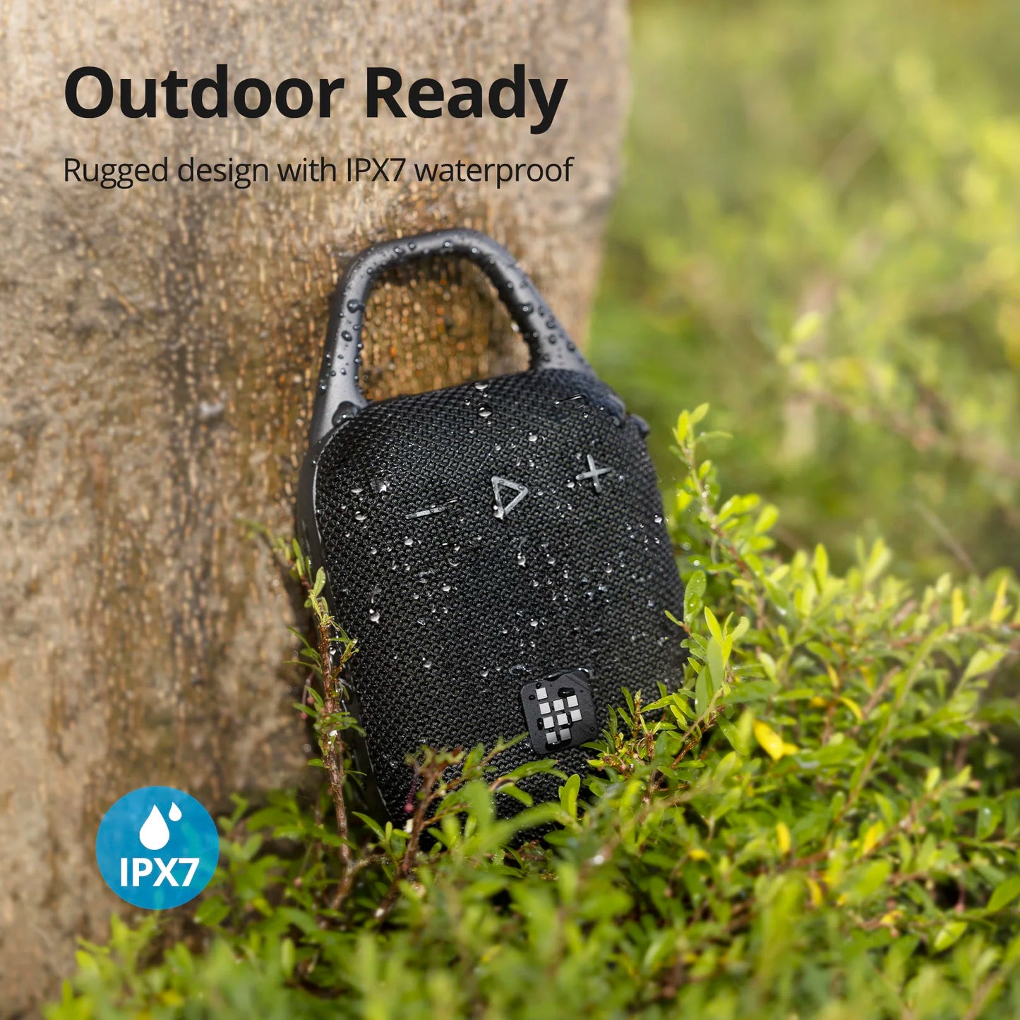 Portable Bluetooth Speaker – IPX7 Waterproof, 20H Playtime, with Hook for Camping, Hiking, Outdoor