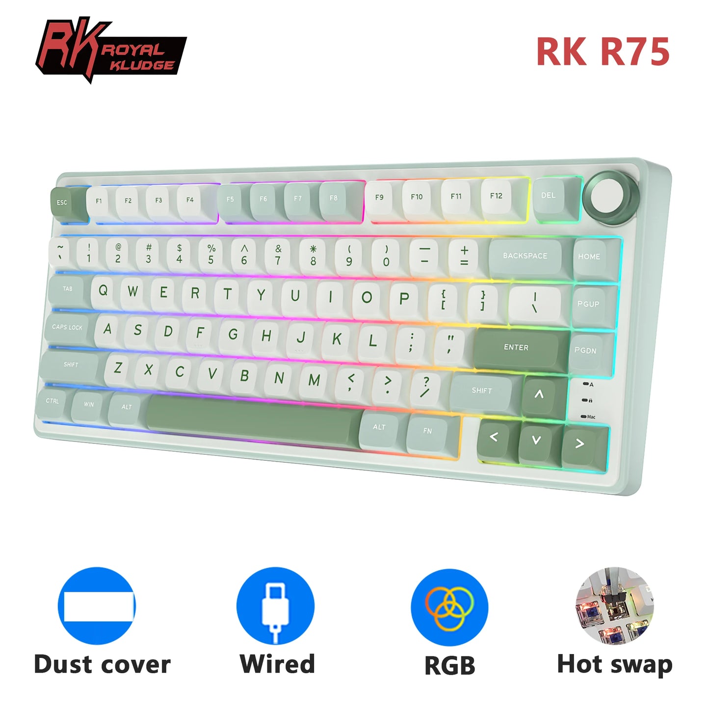 Mechanical Keyboard – 80 Keys, RGB Backlit, Hot-Swappable, Spanish Layout, MDA PBT Keycaps for Gamers