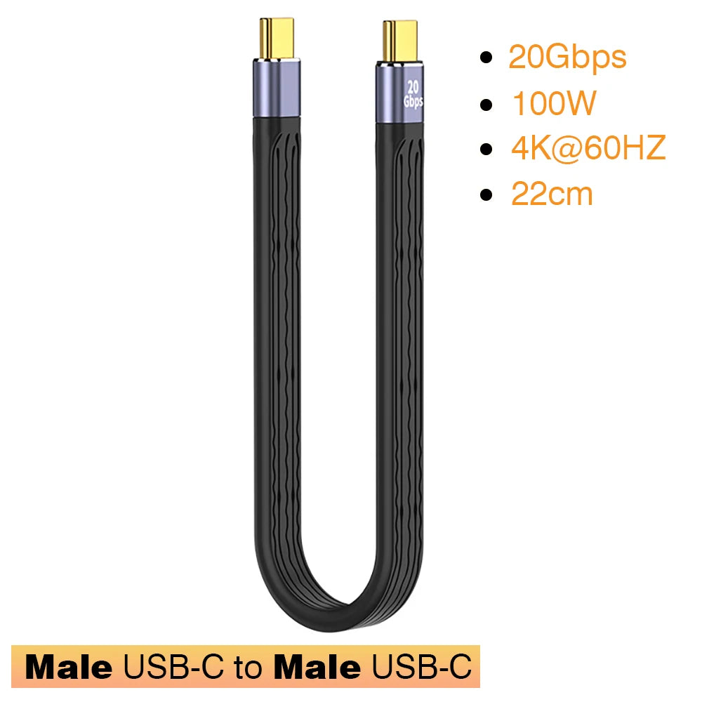 USB 3.1 10Gbps Short Cable – 13cm USB to Type-C Adapter, OTG, PD 100W, USB4 20Gbps for SSD & Power Bank