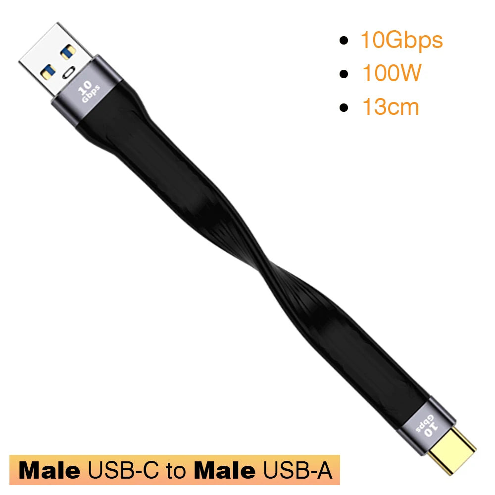 USB 3.1 10Gbps Short Cable – 13cm USB to Type-C Adapter, OTG, PD 100W, USB4 20Gbps for SSD & Power Bank