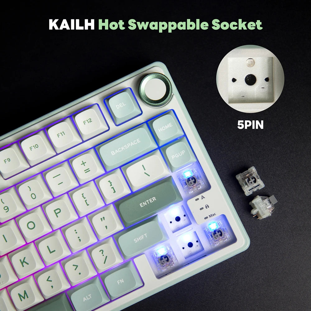 Mechanical Keyboard – 80 Keys, RGB Backlit, Hot-Swappable, Spanish Layout, MDA PBT Keycaps for Gamers