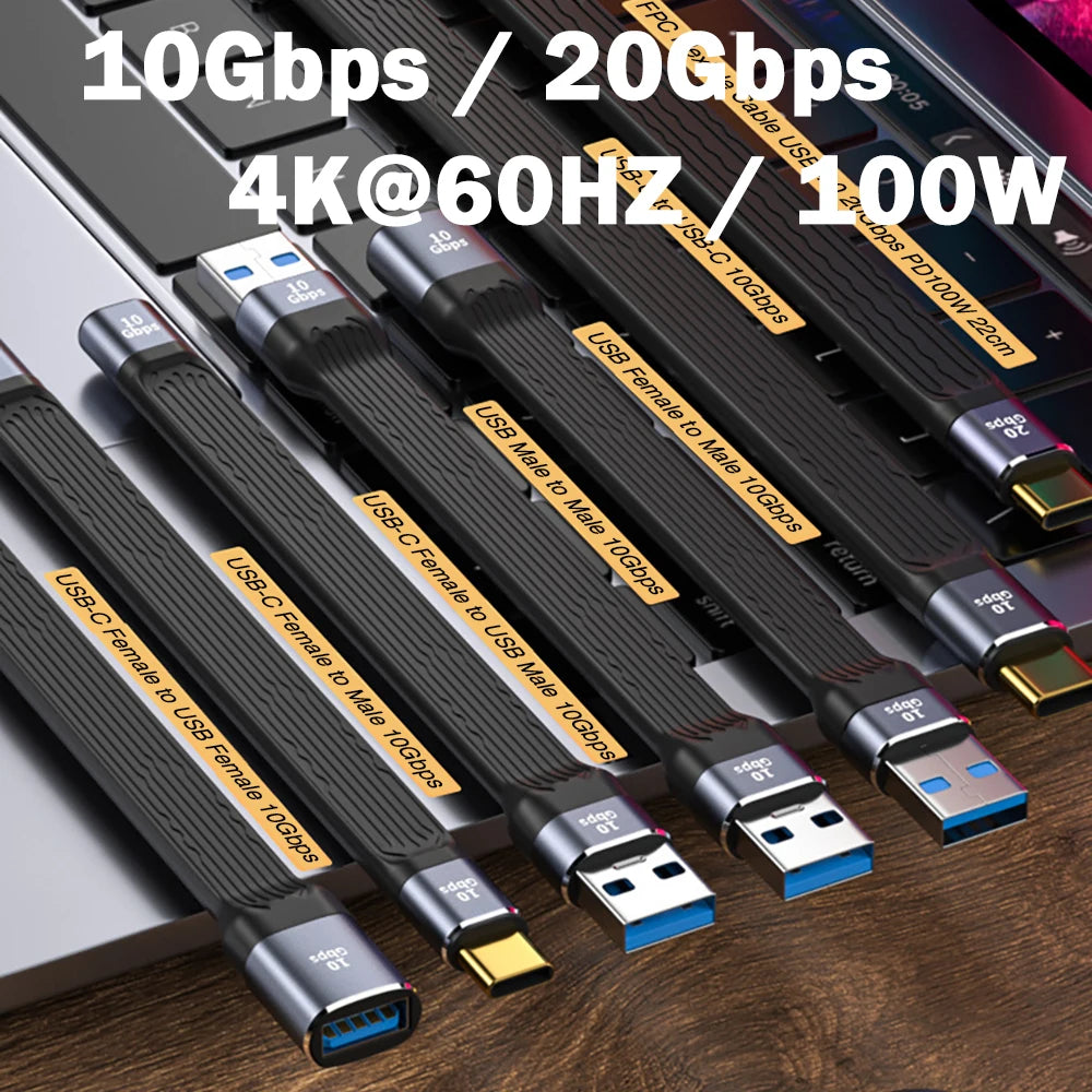 USB 3.1 10Gbps Short Cable – 13cm USB to Type-C Adapter, OTG, PD 100W, USB4 20Gbps for SSD & Power Bank