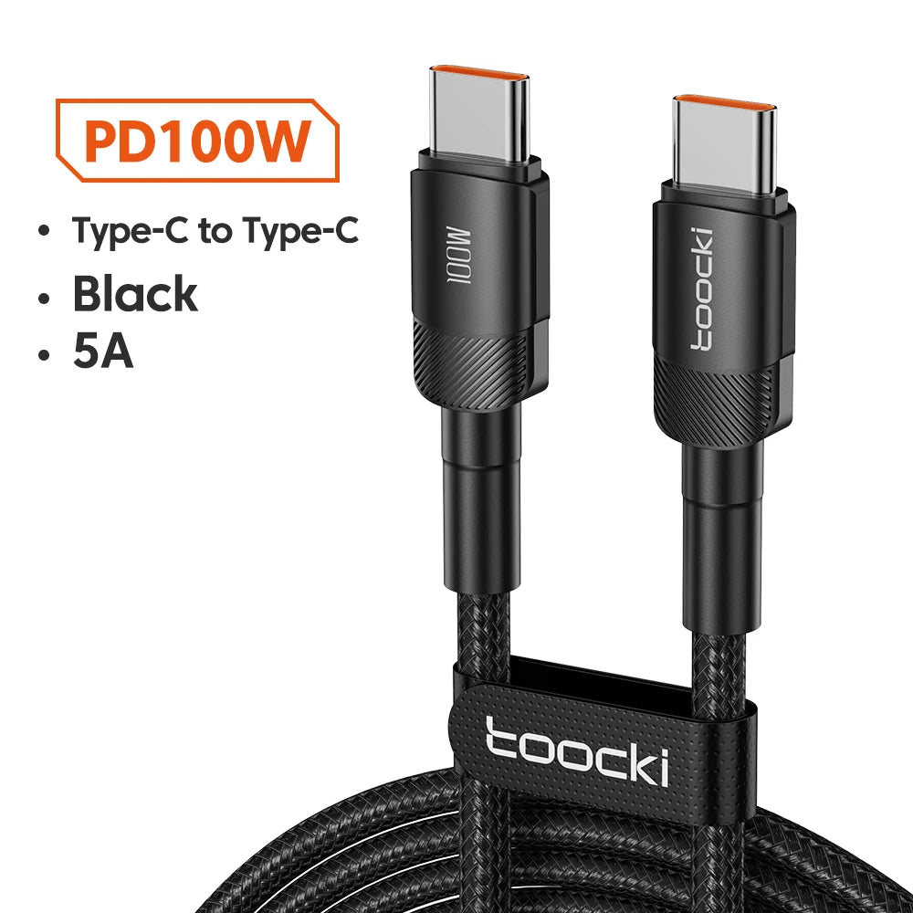 100W Type-C to Type-C Cable – PD 3.0 Fast Charging for Huawei, Xiaomi, Samsung, and Laptops